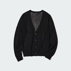 Uniqlo Light V-Neck Long Sleeve button down Cardigan preppy black XL NWT